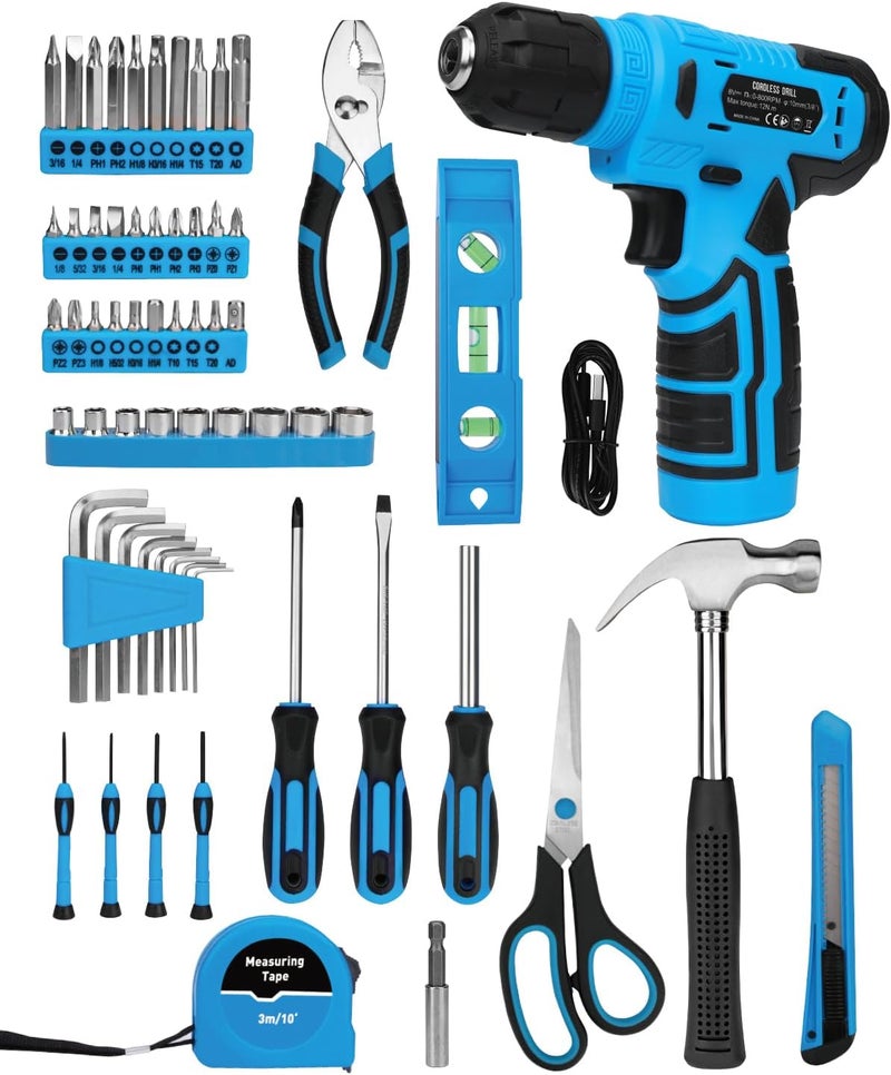Thatool 139-Piece Tool Set - Tool Kit with 8V Cordless Drill Driver in ToolBox Storage Case, General Household Drill Set for Home Repairs, Handyman, DIY Projects - Image 3